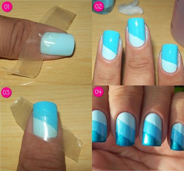 tuto-nail-art-facile-avec-du-scotch-degrade-de-couleur: 