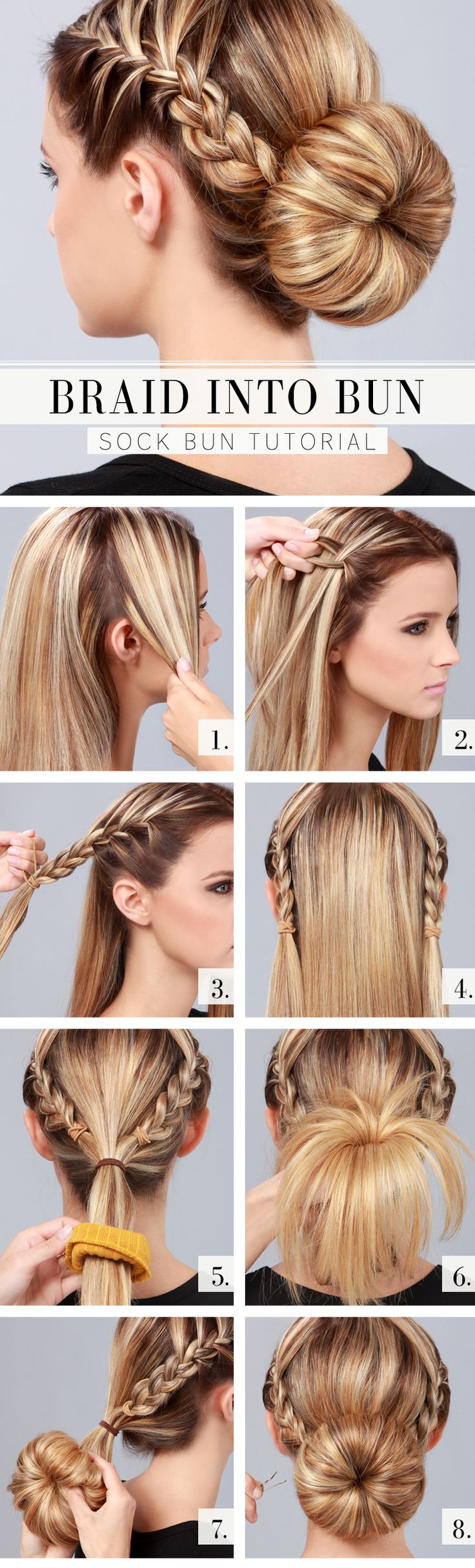 Sock Bun Hairstyle Tutorial | braid into a bun tutorial | summer hair styles | top 10 hairstyles for summer 2014: 