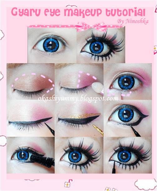 This guide shows how you can transform yourself into a cute gyaru. Today; we are sharing with you some quick Gyaru makeup tutorials. Eyes being the noted part in Gyaru style; lots of attention is being paid to big eye circle lenses. Since Gyarus have deep big gorgeous eyes;super big eye circle lenses with 20mm diameter may do the job for you.: 
