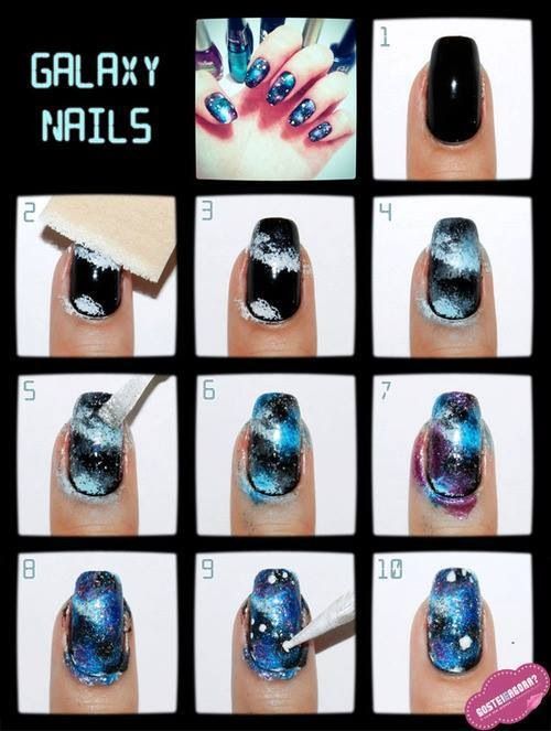 Tuto - Nail art : Galaxy nails: 
