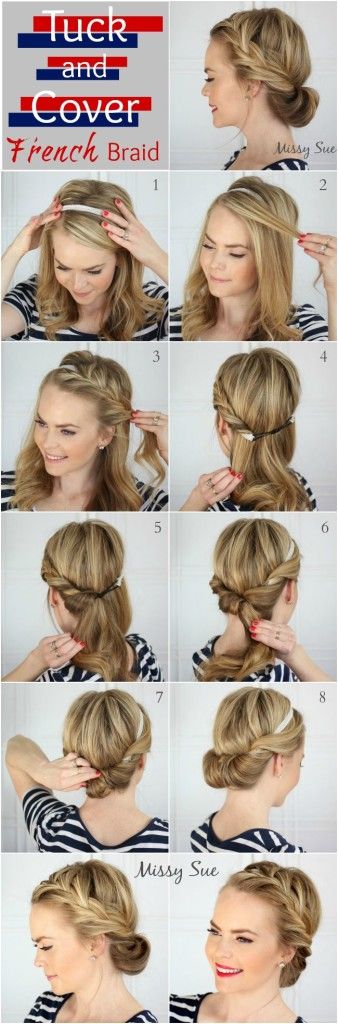 This Tuck and Cover French Braid is the perfect way to keep hair out of your face during the hot summer!: 