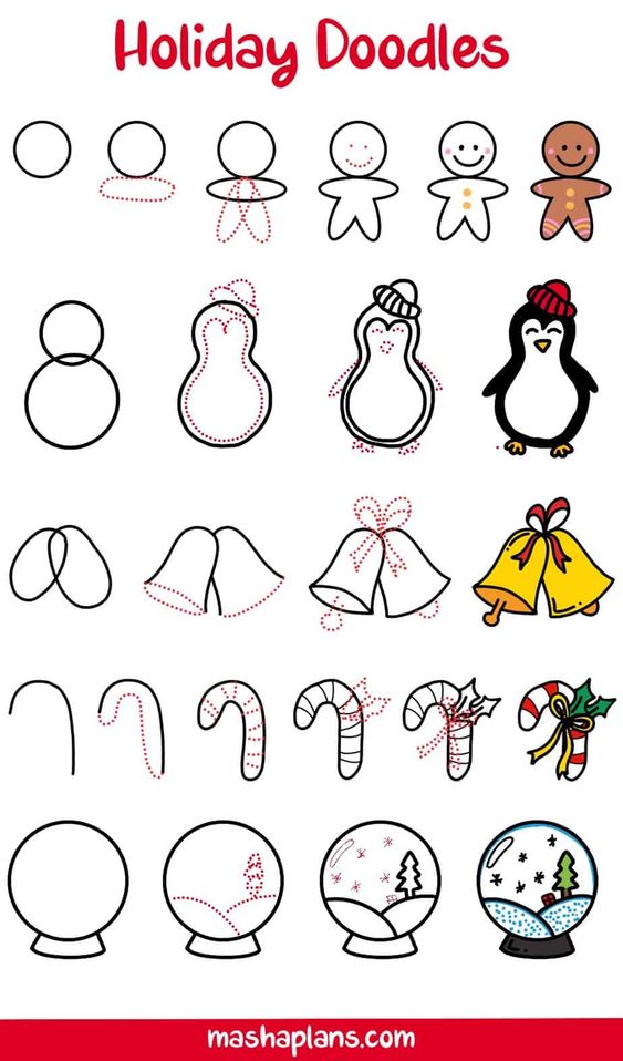 21 Tutos Dessins Noël : Pour apprendre à faire les dessiner à Noël 3