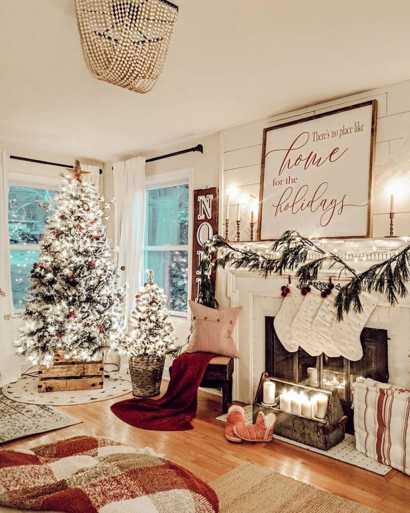 77 belles décorations de Noël pour décorer son salon 19
