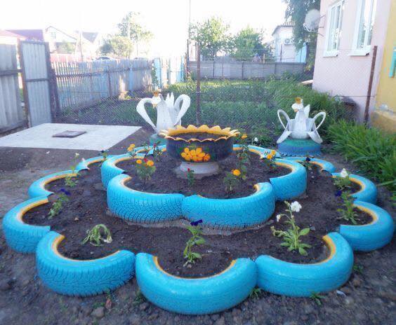 100 décors de jardin avec de vieux pneus 11