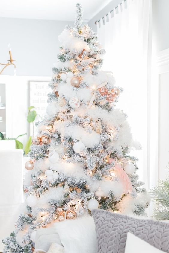 100 idées de décorations de sapin de Noël blancs 30