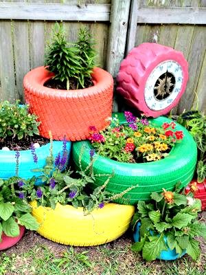 100 décors de jardin avec de vieux pneus 30