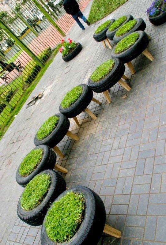 100 décors de jardin avec de vieux pneus 54