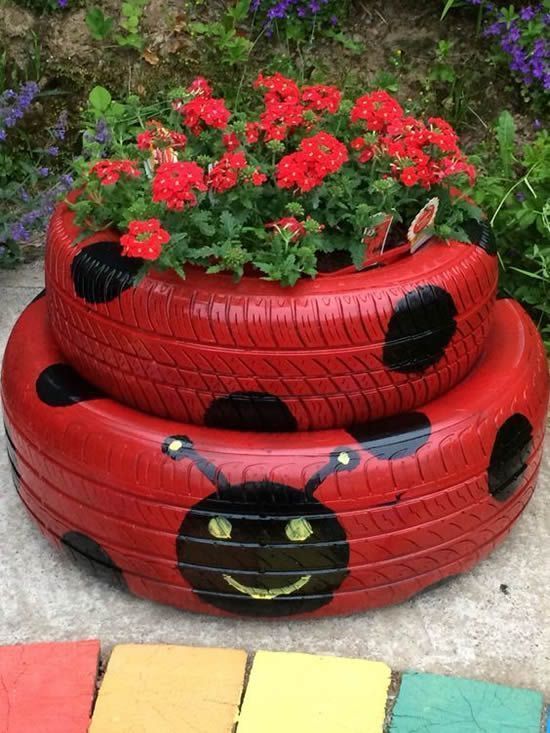 100 décors de jardin avec de vieux pneus 59