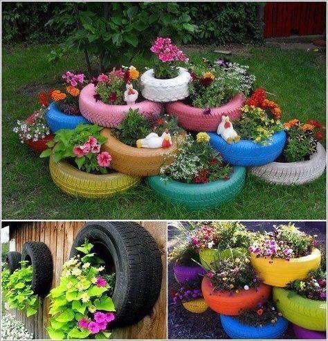 100 décors de jardin avec de vieux pneus 10