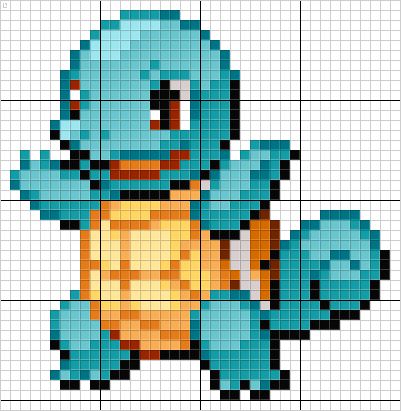 50 idées de dessins pixel art Pokémon à colorier 23