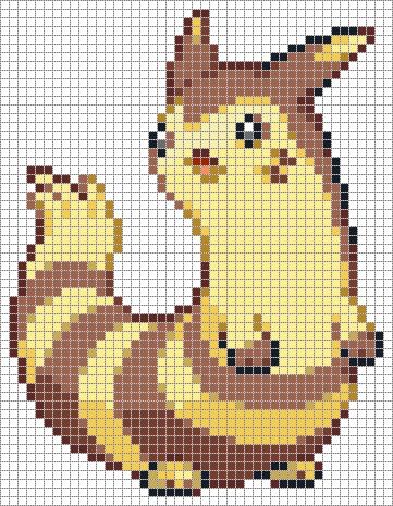 50 idées de dessins pixel art Pokémon à colorier 32