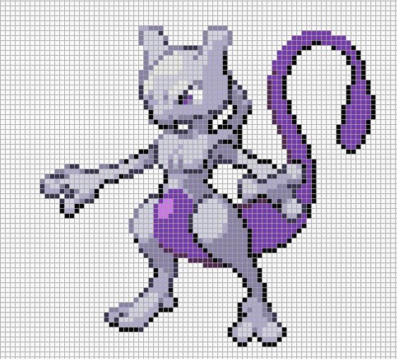 50 idées de dessins pixel art Pokémon à colorier 37