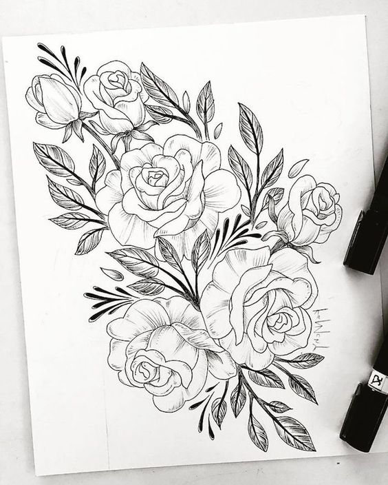 Comment dessiner une rose ? 37 idées & tutos étapes par étapes 34