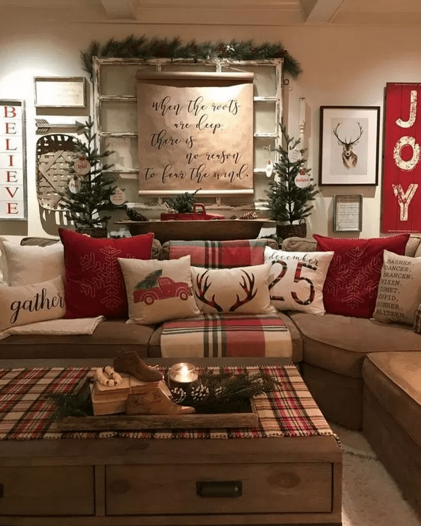 77 belles décorations de Noël pour décorer son salon 29