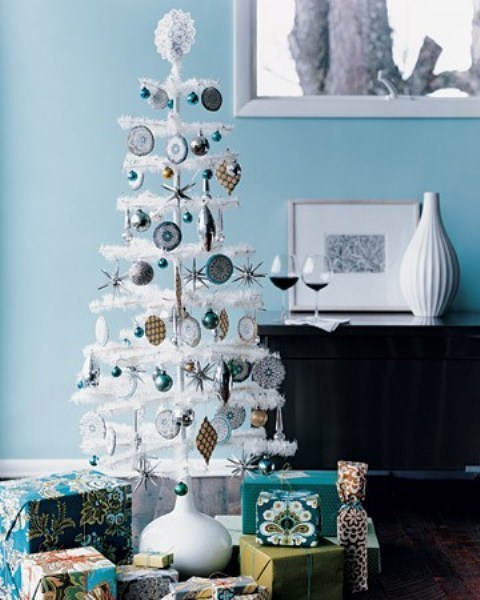 100 idées de décorations de sapin de Noël blancs 21