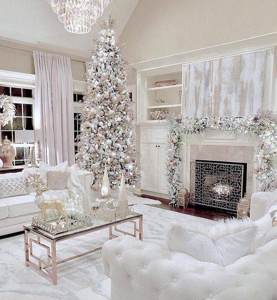 100 idées de décorations de sapin de Noël blancs 42