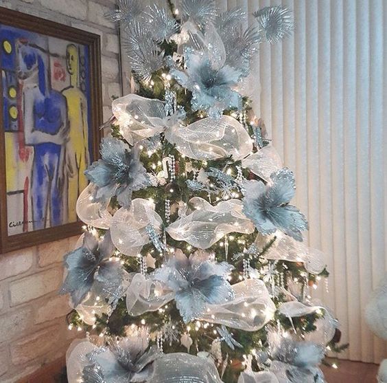 100 idées de décorations de sapin de Noël blancs 44
