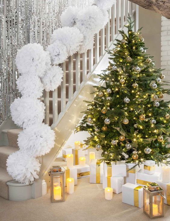 100 idées de décorations de sapin de Noël blancs 73