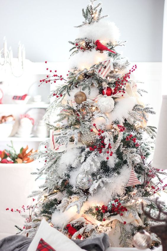 100 idées de décorations de sapin de Noël blancs 80