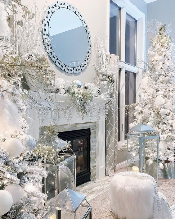 100 idées de décorations de sapin de Noël blancs 92