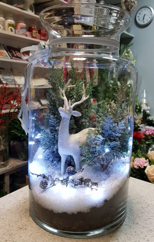 29 top idées de centres de table de Noël en verre 27