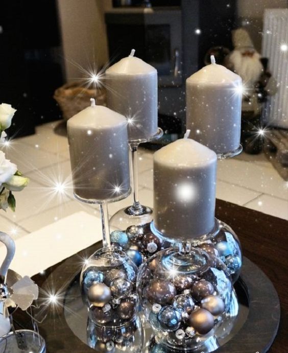 29 top idées de centres de table de Noël en verre 11