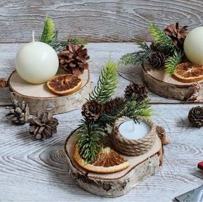 29 Centres de tables de Noël à faire avec des rondins de bois 3