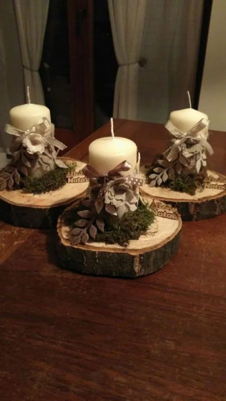 29 Centres de tables de Noël à faire avec des rondins de bois 19