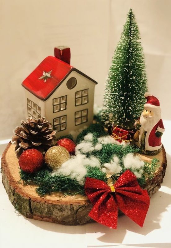 29 Centres de tables de Noël à faire avec des rondins de bois 29