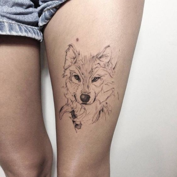 Les 100 plus beaux tatouages loup pour femme 46