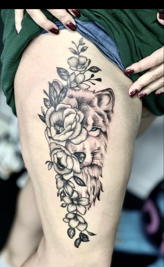 Les 100 plus beaux tatouages loup pour femme 63