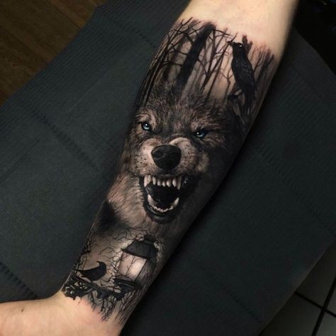 Les 50 plus beaux tatouages loup pour homme 43