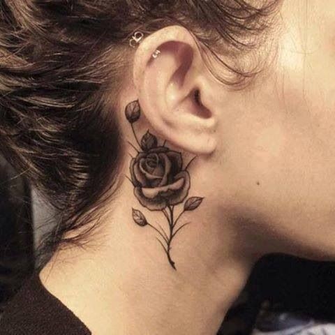 100 Tatouages derrière l'oreille mignons pour femme 95