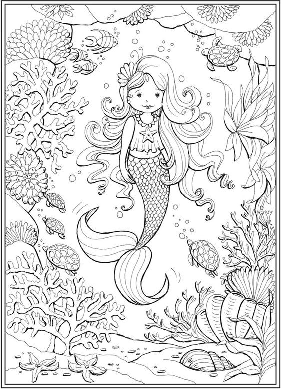 100 Coloriages Sirènes à Imprimer Gratuitement 35