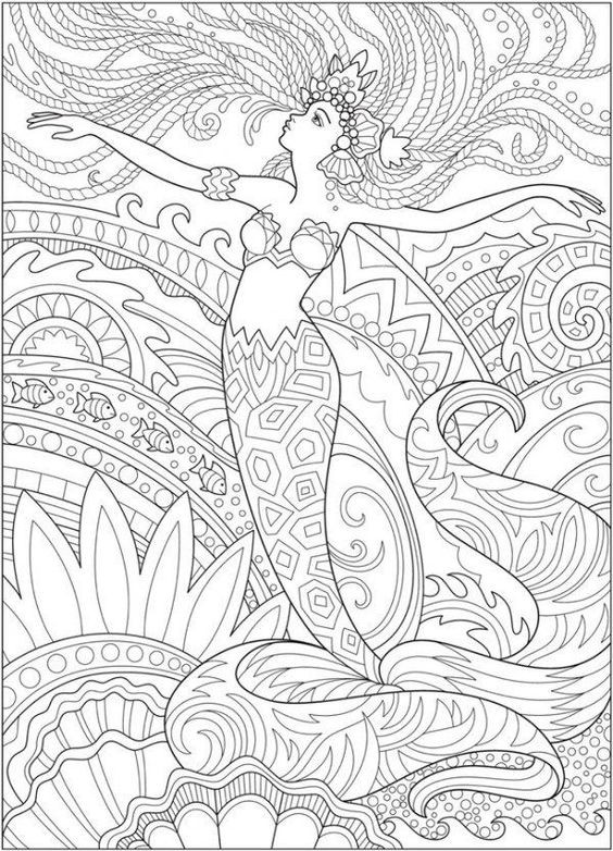 100 Coloriages Sirènes à Imprimer Gratuitement 57