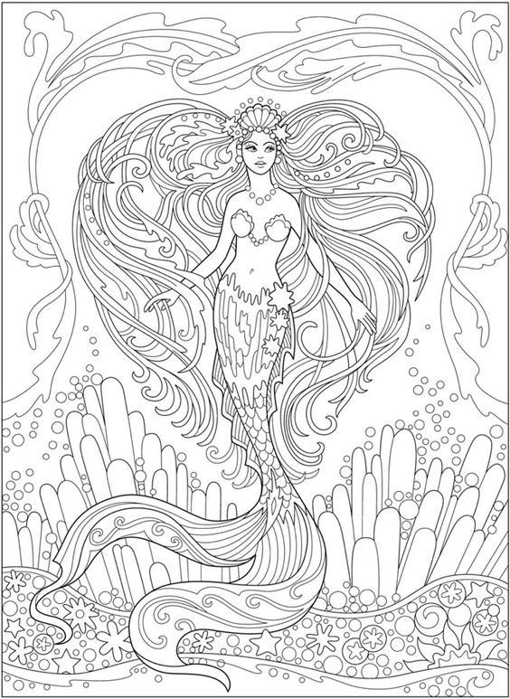 100 Coloriages Sirènes à Imprimer Gratuitement 59