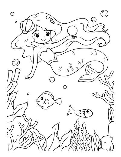 100 Coloriages Sirènes à Imprimer Gratuitement 60