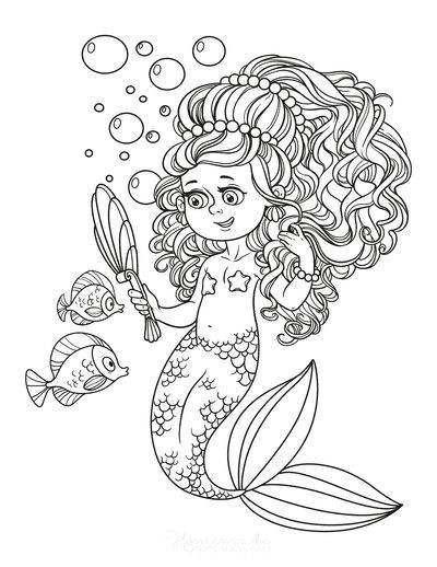 100 Coloriages Sirènes à Imprimer Gratuitement 80