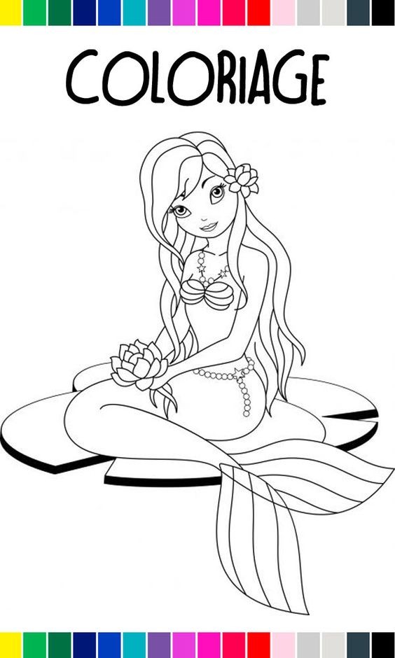 100 Coloriages Sirènes à Imprimer Gratuitement 98