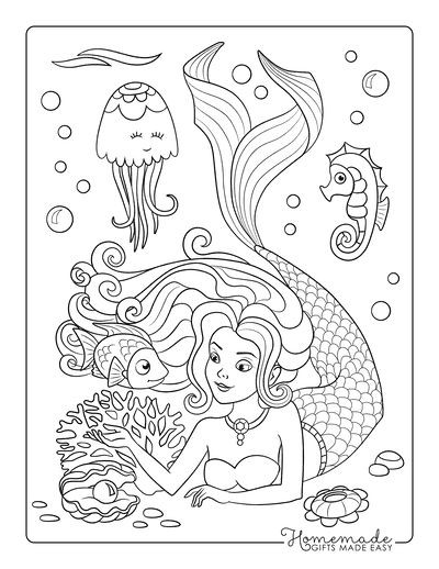 100 Coloriages Sirènes à Imprimer Gratuitement 90