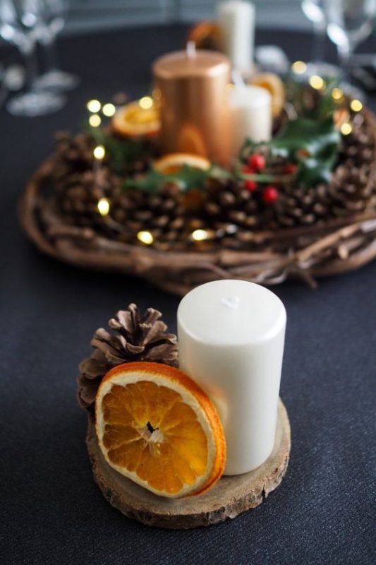 28 Décorations de tables de Noël naturelles à faire soi-même 11