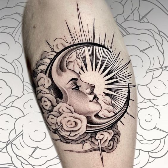 30 idées de tatouages soleil lune pour femme 28