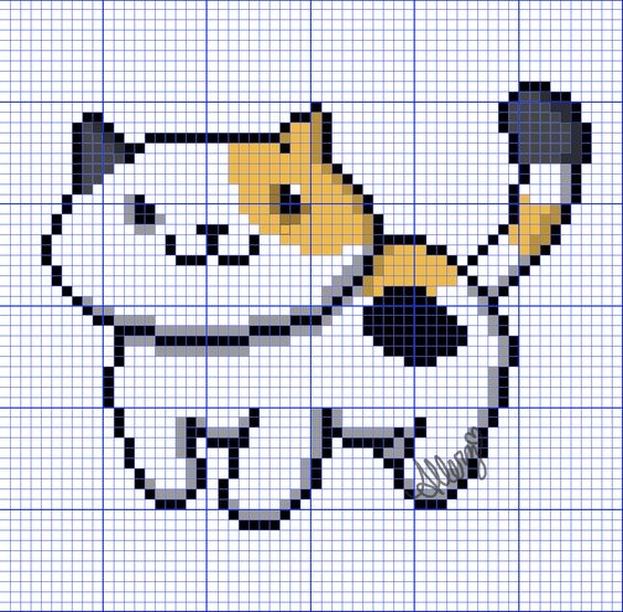 42 top idées de pixel art chat 13