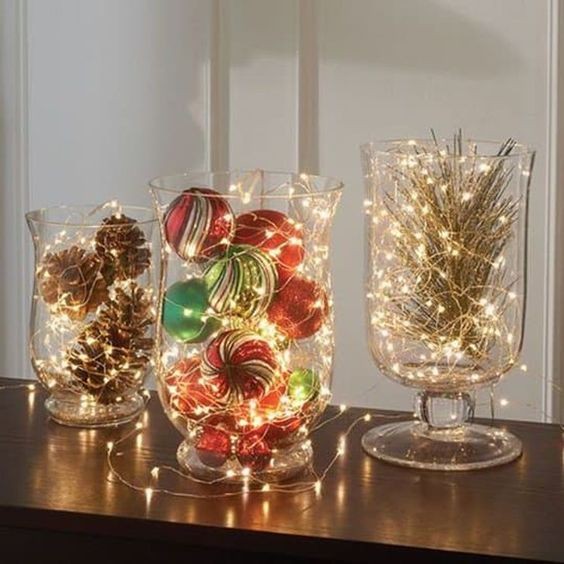 41 Déco de Noël faciles à faire avec une vase ou un verre 11