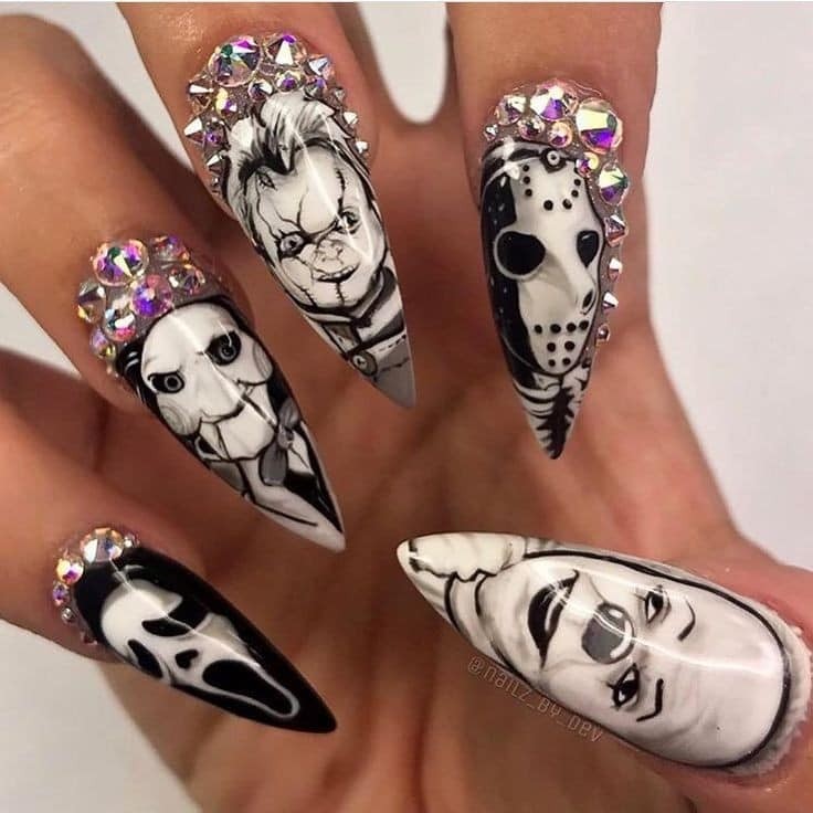 54 idées amusantes et effrayante d'ongles pour la fête d'Halloween 9