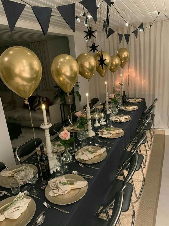 9 Décorations de table de Nouvel an en Noir et Or 19