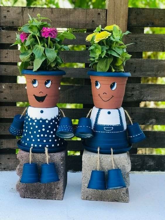 20 Décors de jardin de printemps à faire avec des pots vides 6