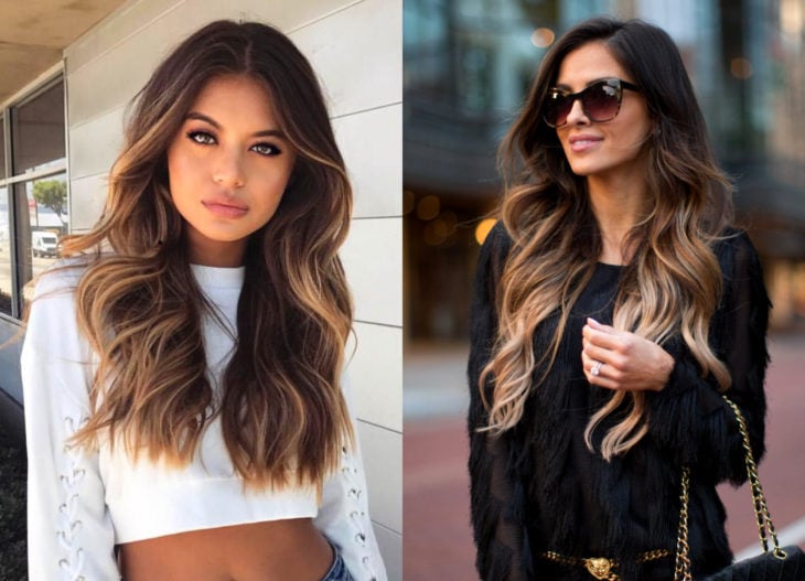 Couleurs de cheveux pour les filles brunes;  balayage brun avec des pointes blondes