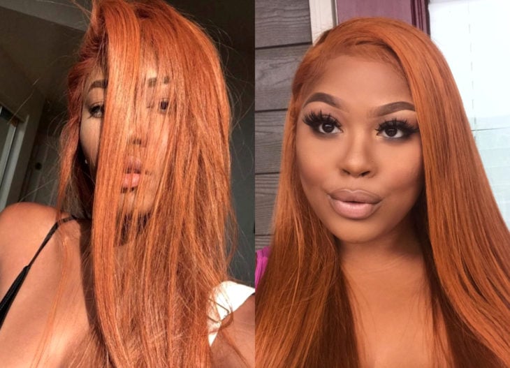 Couleurs de cheveux pour les filles brunes;  teinte cuivrée orangée