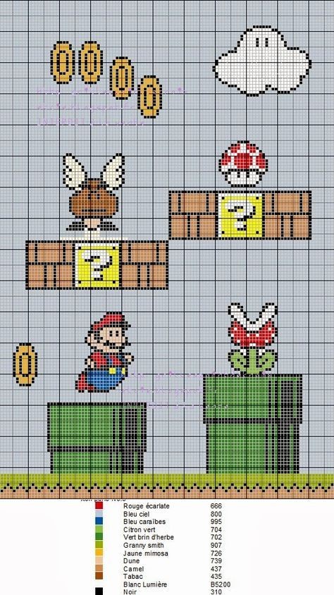 23 idées de dessins Pixel art Mario à colorier 4